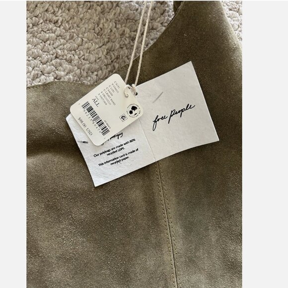 Free People NWT Bobbi Slouch Suede Leather Sand Color Tote - Picture 5 of 11